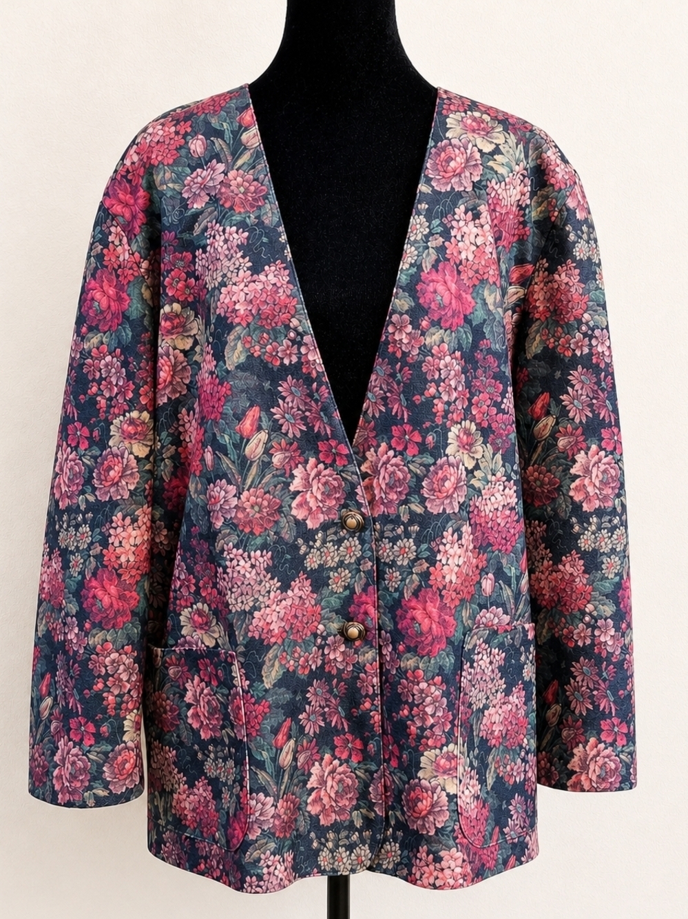 Vintage 80s Fire Islander Floral Blazer Grandma Chic Cottagecore Size 14